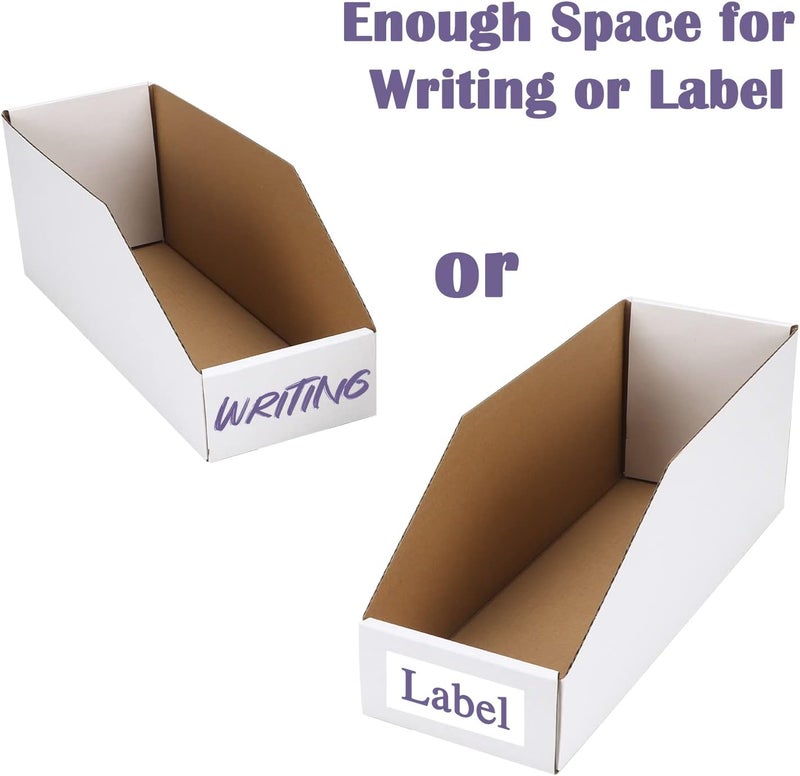 EXYGLO Cardboard Boxes, Pack of 35 Corrugated Storage Bins 12x4x4.5inch Pantry Organizer Bins for Shelves Garage Office Organization - Image 4